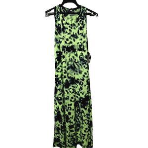 Mini Young Fabulous & Broke Girls Sz 12 Neon Green & Navy Tie Dye Maxi Dress NEW